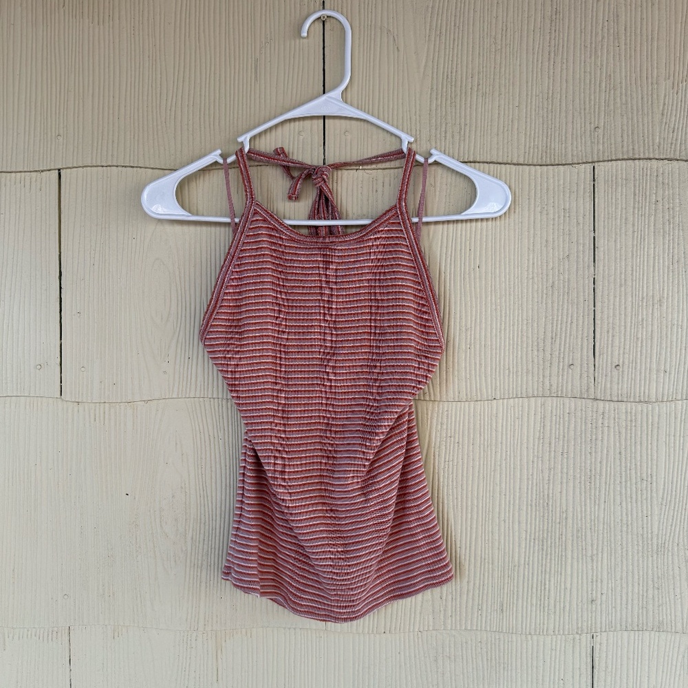 American Eagle Pink Striped Halter Top